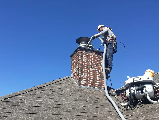 Dedicated Euclid Chimney Sweep team member cleaning a chimney in Euclid, OH