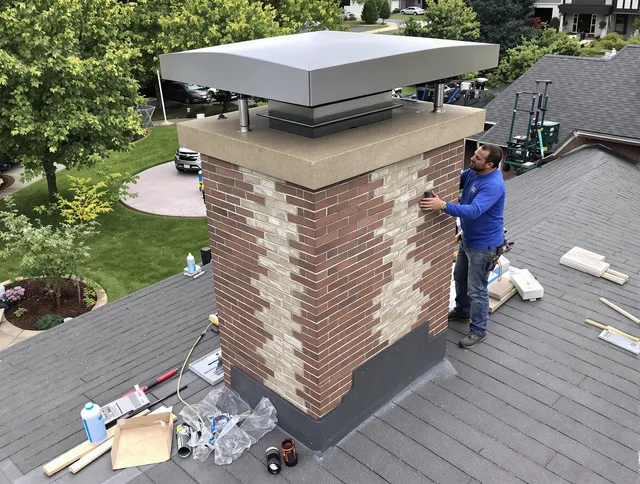 Euclid Chimney Sweep team working on a custom chimney remodel in Euclid, OH