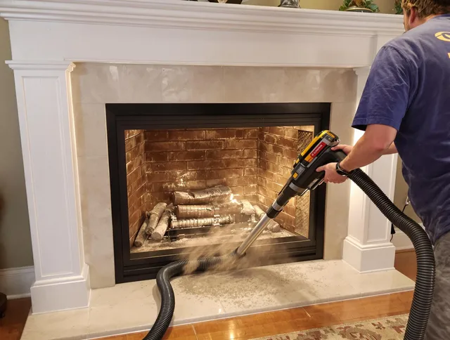 Fireplace cleaning performed by Euclid Chimney Sweep in Euclid, OH